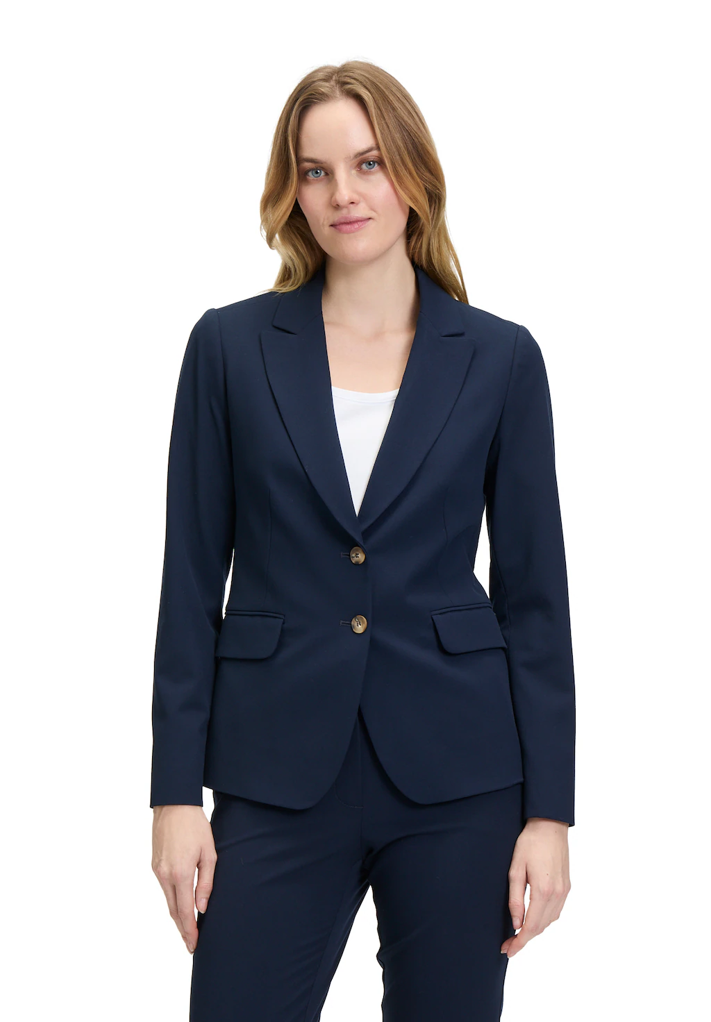 Betty&Co Jackenblazer Blazer Lang Einreiher 1/1 Arm, Navy Blue günstig online kaufen