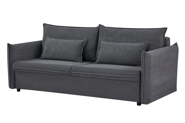 riess-ambiente Schlafsofa APARTMENT 200cm grau · 3-Sitzer-Couch mit Cord-Be günstig online kaufen