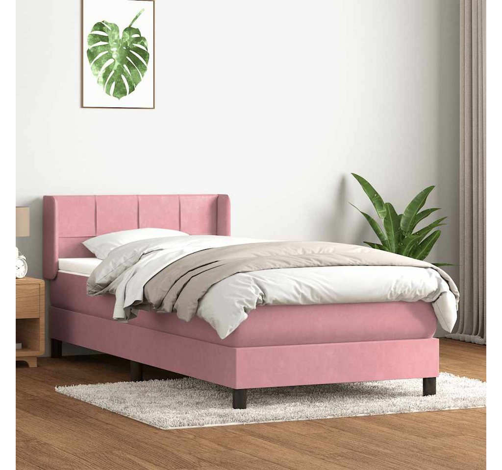 vidaXL Boxspringbett, Boxspringbett mit Matratze Rosa 90x210 cm Samt günstig online kaufen