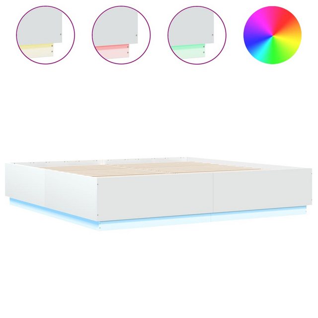 vidaXL Bettgestell Bettgestell mit LED Weiß 180x200 cm Spanplatte Bett Bett günstig online kaufen