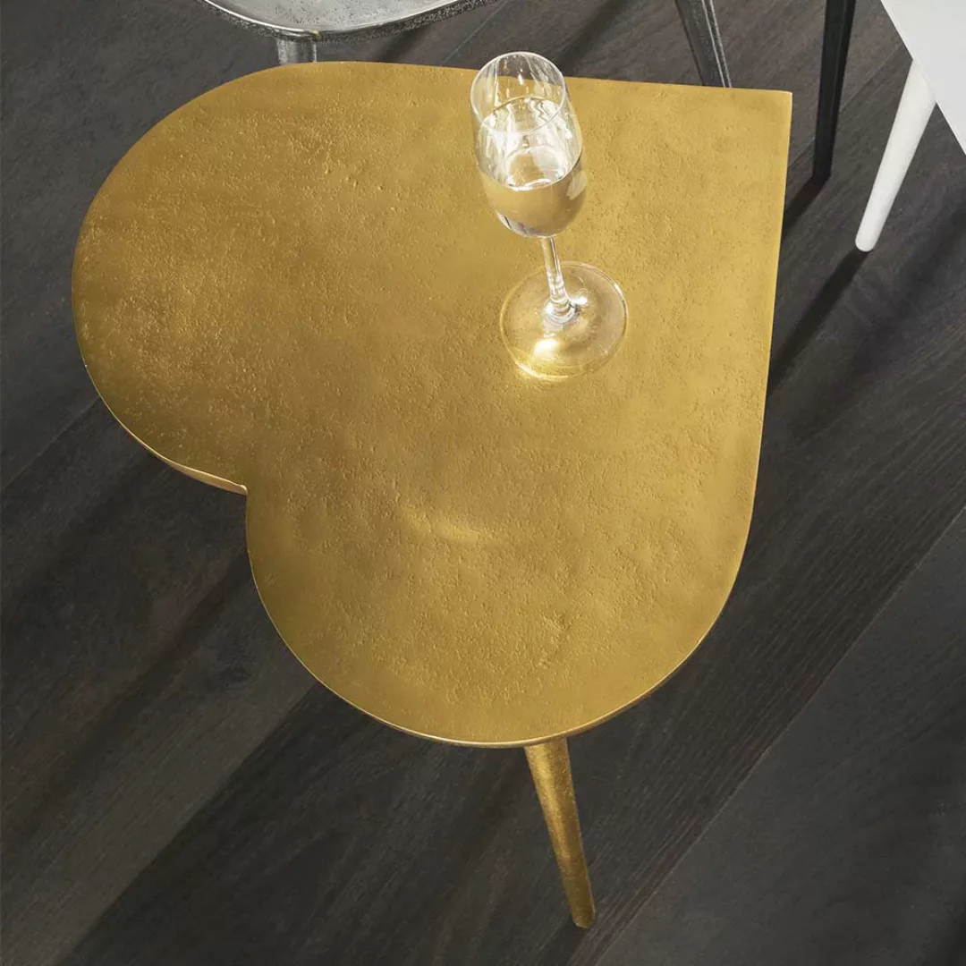 Beistelltisch Sofa mit herzförmiger Tischplatte Goldfarben günstig online kaufen