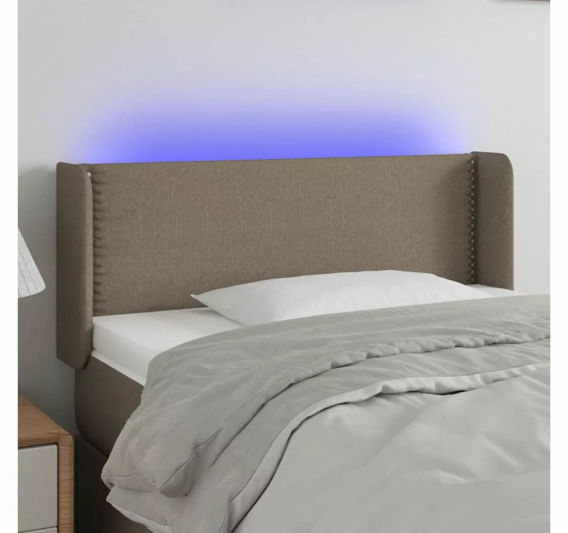 vidaXL Bett, LED Kopfteil Taupe 83x16x78/88 cm Stoff günstig online kaufen