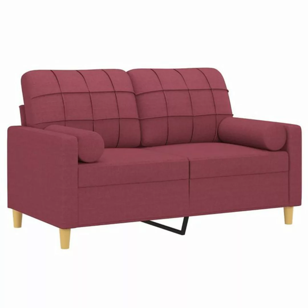 vidaXL Sofa 2-Sitzer-Sofa mit Zierkissen Weinrot 120 cm Stoff günstig online kaufen