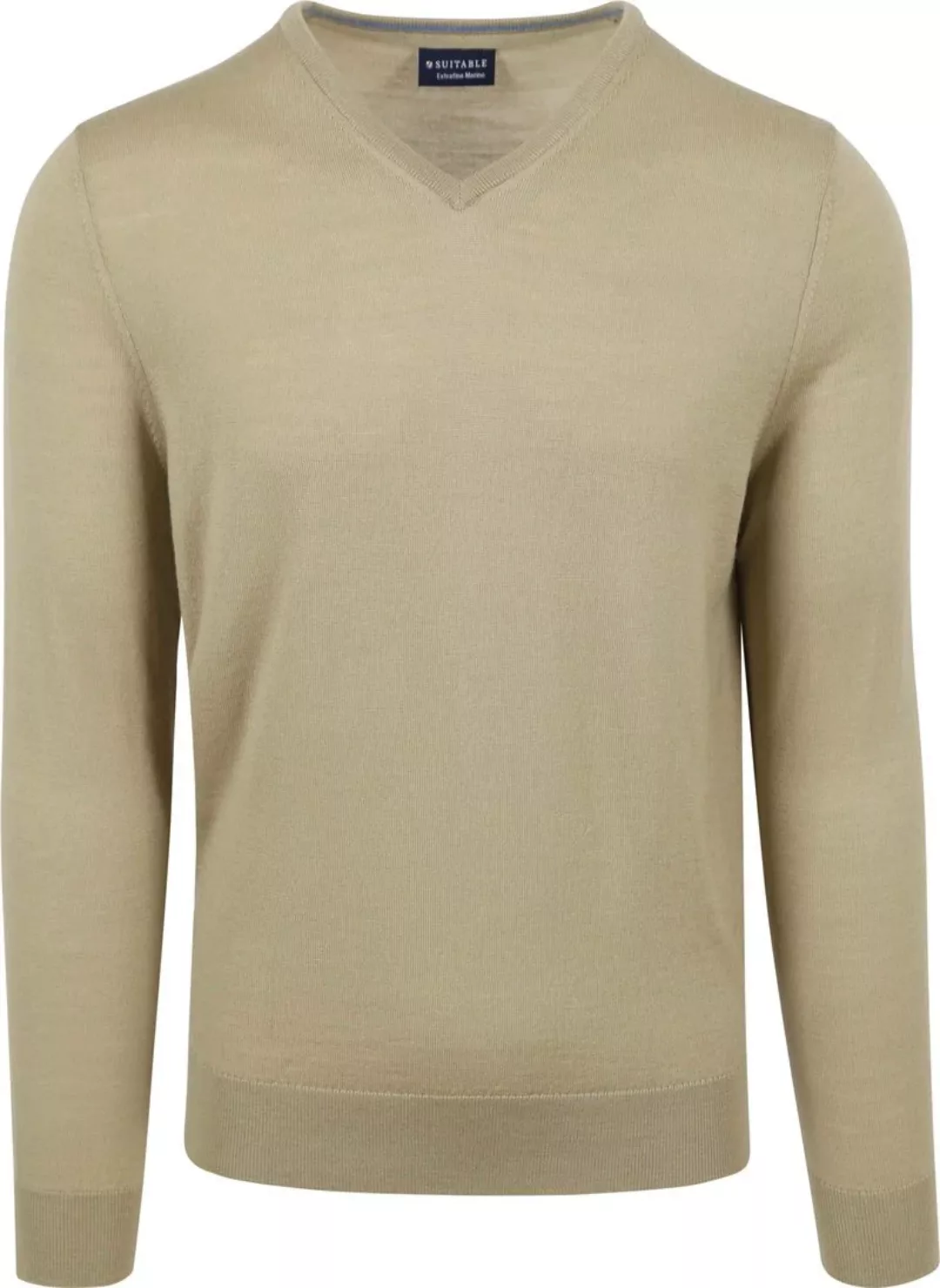 Suitable Merino Pullover V-Ausschnitt Hellgrün - Größe L günstig online kaufen