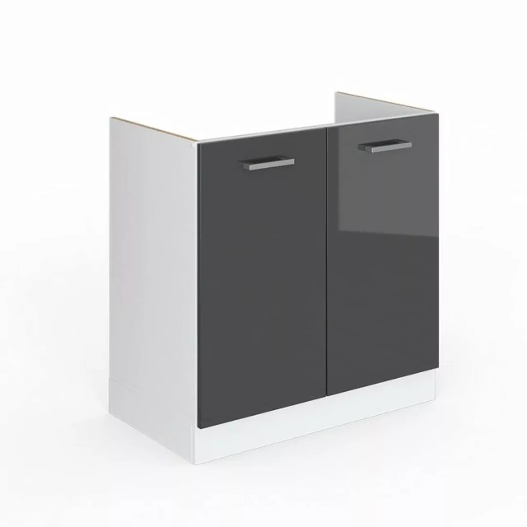 Vicco Spülenunterschrank R-Line, Anthrazit Hochglanz/Weiß, 80 cm, AP Eiche günstig online kaufen