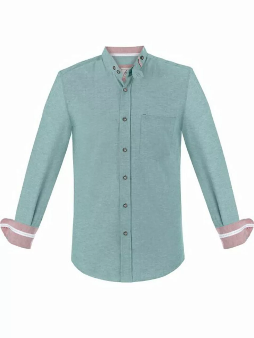 FUCHS Trachtenhemd Hemd Christoph grün mit Stehkragen günstig online kaufen