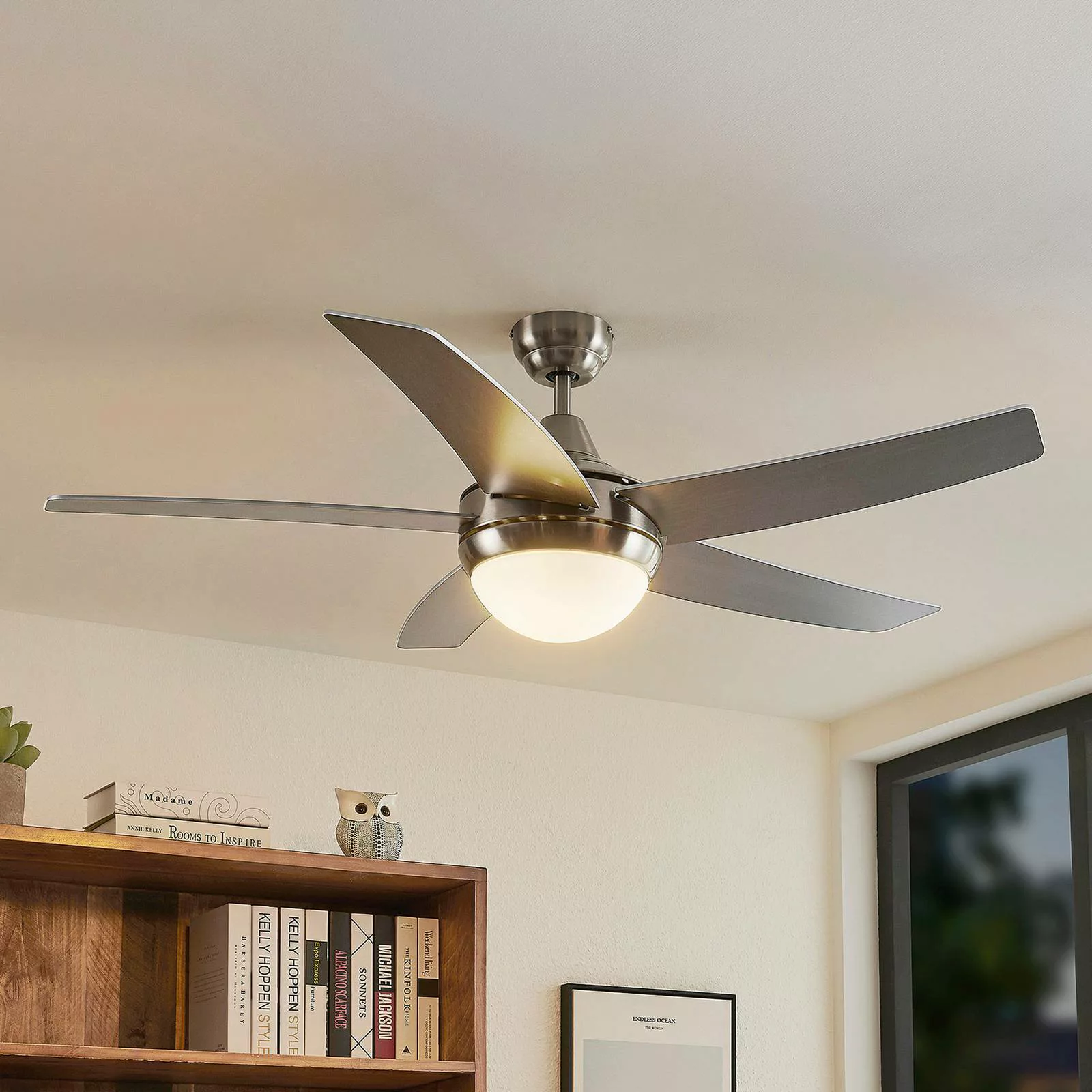 Lindby Deckenventilator mit Licht Auraya, leise, Stahl günstig online kaufen