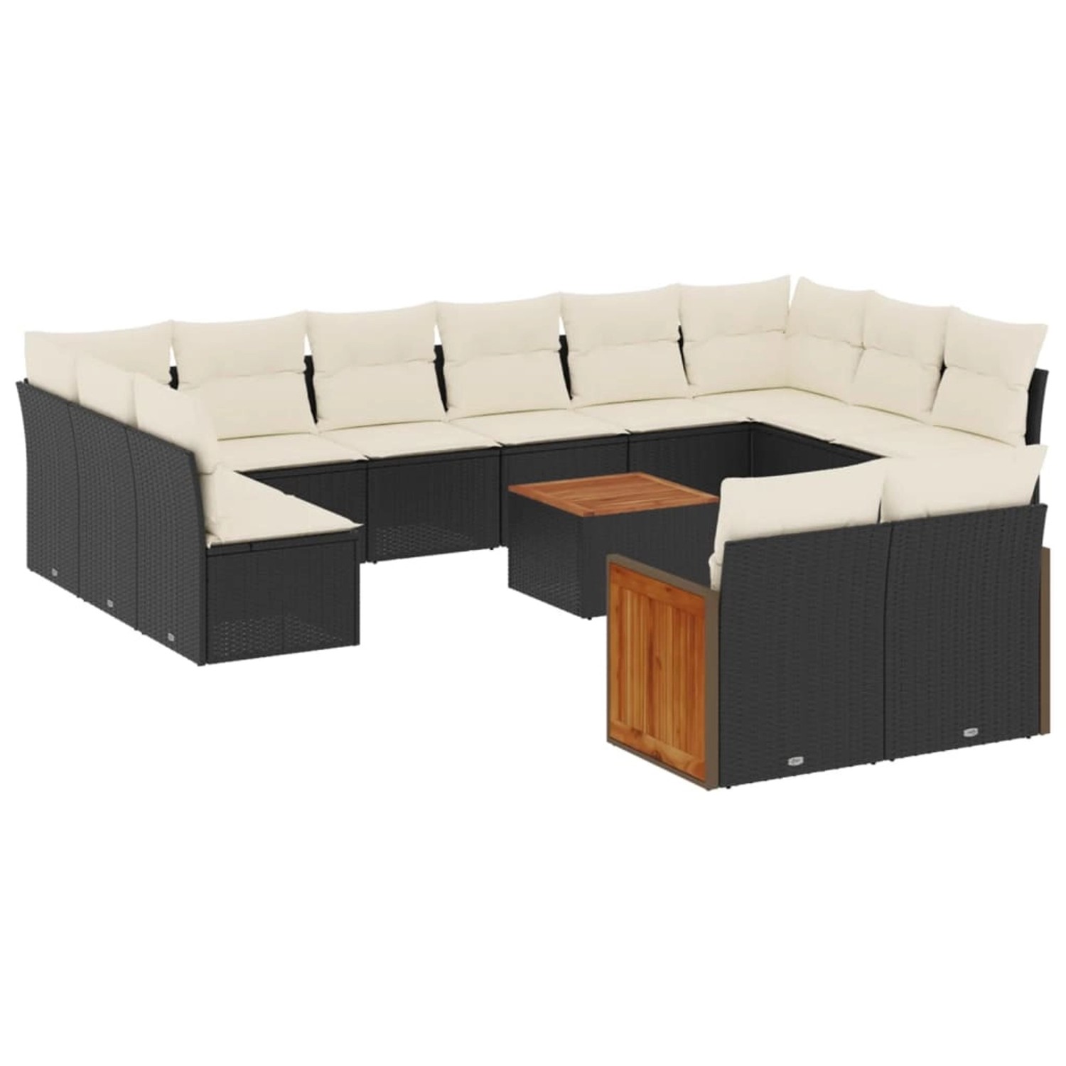 vidaXL 13-Tlg Garten-Sofagarnitur mit Kissen Schwarz Poly Rattan 3228128 günstig online kaufen