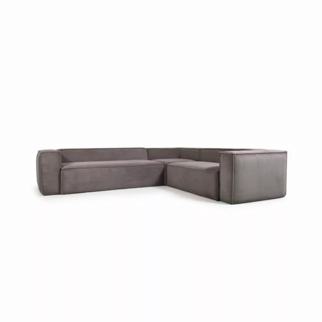 Natur24 Sofa Ecksofa Blok 5-Sitzer in grauem Cord 320x290cm Sitzgarnitur Co günstig online kaufen