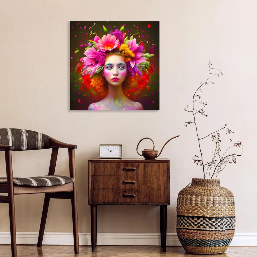 queence Acrylglasbild "Blumenfrau", Fantasy-Frau-Blumen-Blumenbilder, (1 St günstig online kaufen