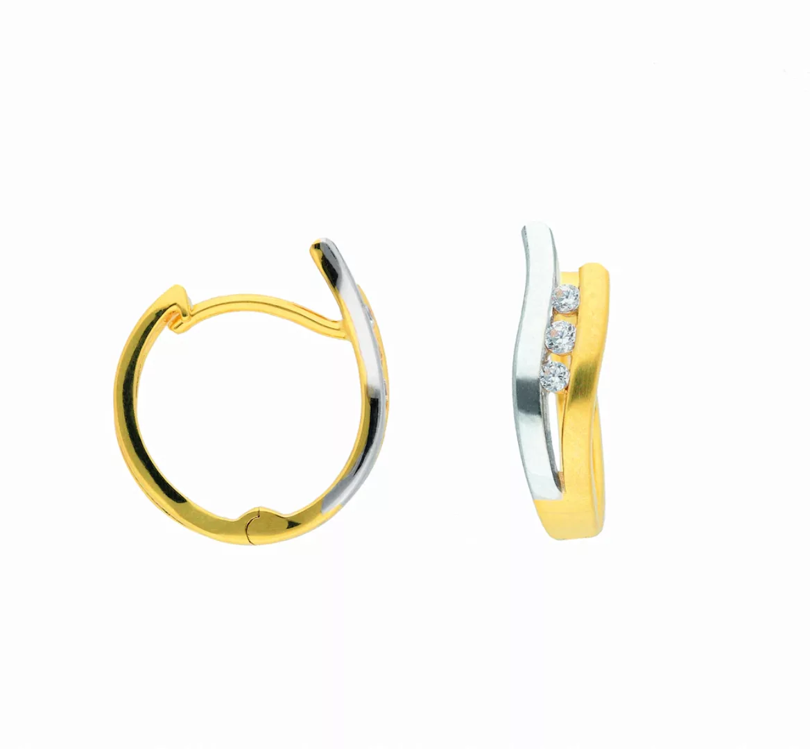 Adelia´s Paar Ohrhänger "1 Paar 585 Gold Ohrringe / Creolen mit Zirkonia", günstig online kaufen