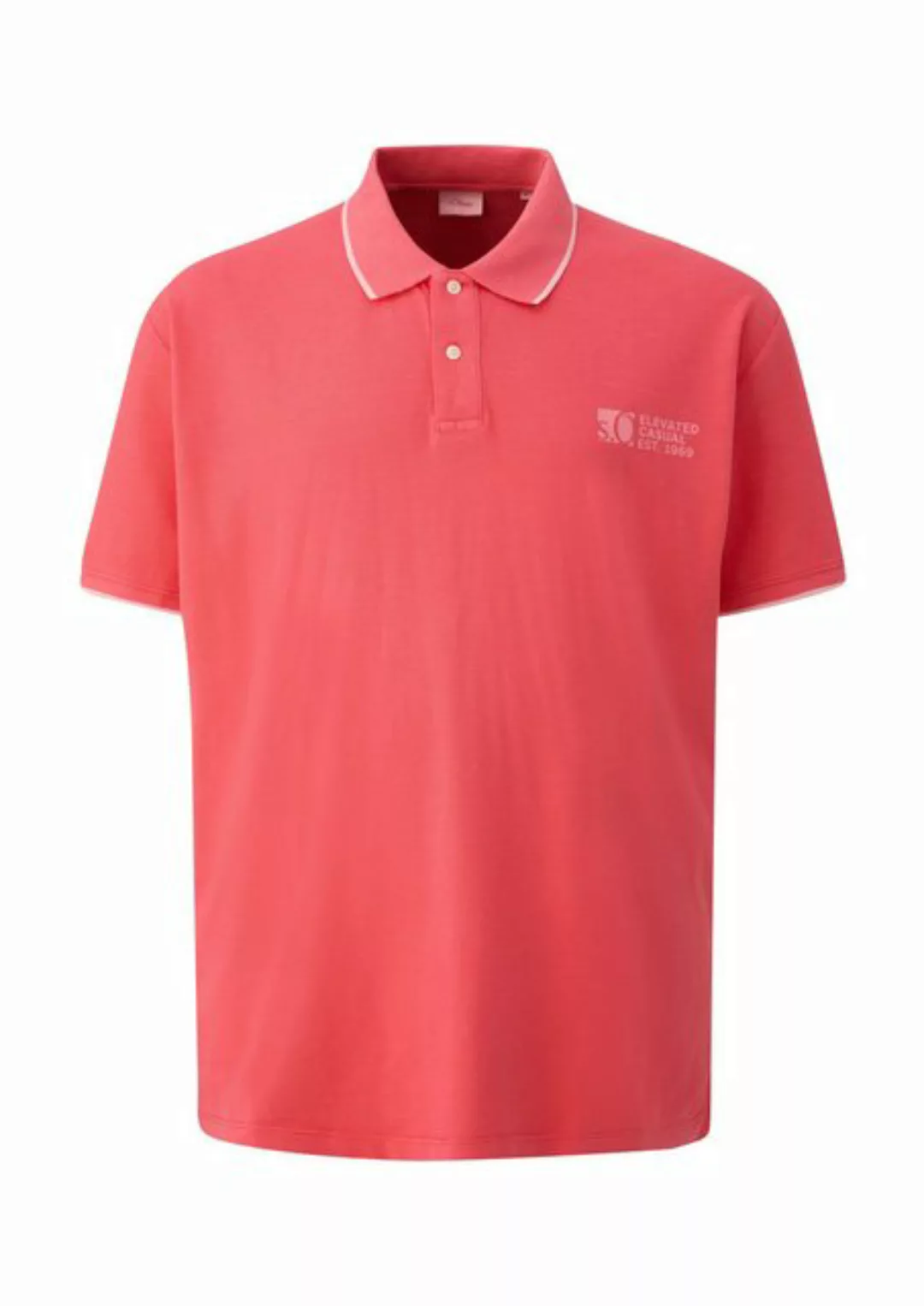 s.Oliver Kurzarmshirt Poloshirt mit Piquêstruktur und Logo-Print Garment Dy günstig online kaufen