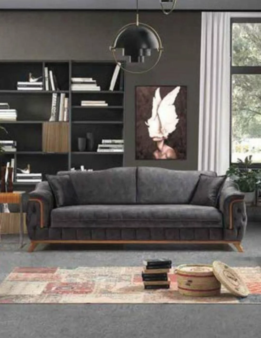 JVmoebel Sofa Graues Sofa 3 Sitzer Sofas Sitz Möbel Stoff Textil Polster Te günstig online kaufen