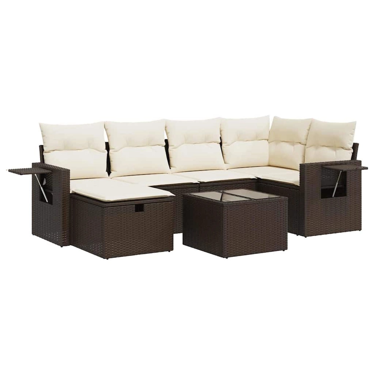 vidaXL 7-Tlg Garten-Sofagarnitur mit Kissen Braun Poly Rattan 3325499 günstig online kaufen