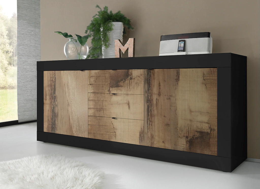 INOSIGN Sideboard "Basic Breite 210 cm, Kommode 2 Türen, 3 Schubkästen, Anr günstig online kaufen