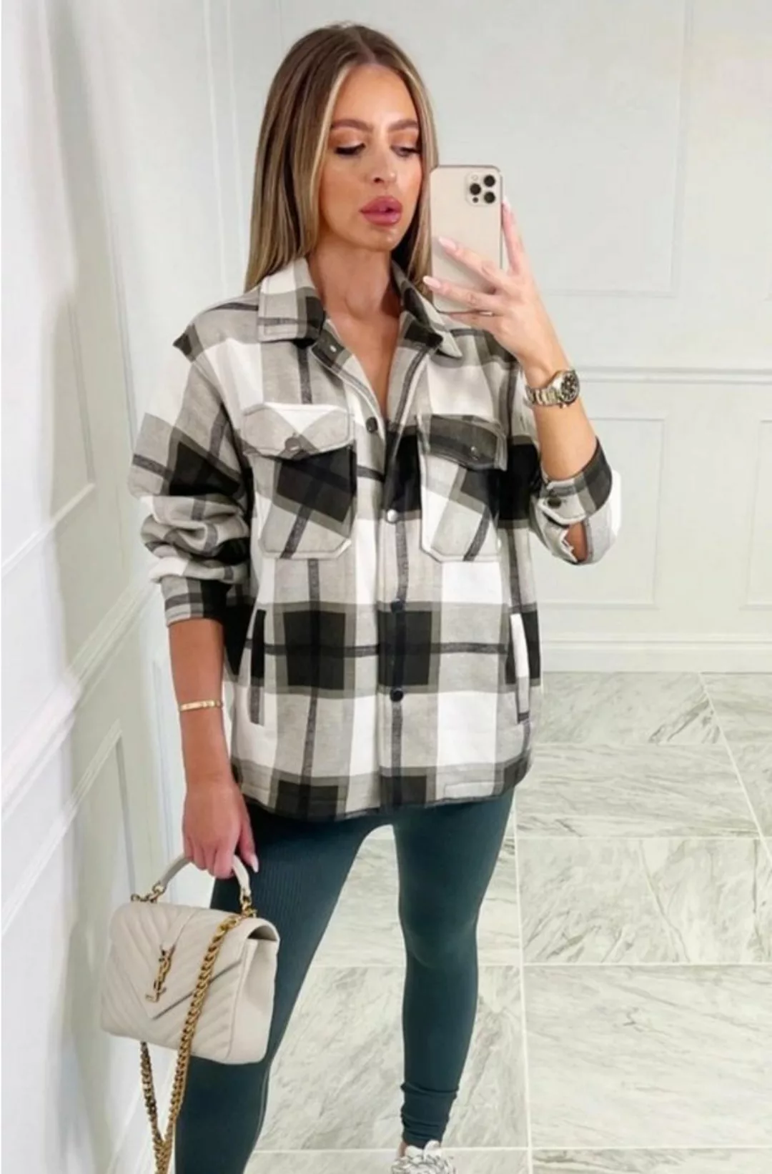 Worldclassca Flanellbluse Worldclassca Oversized Karo Hemd Hemdjacke Karier günstig online kaufen