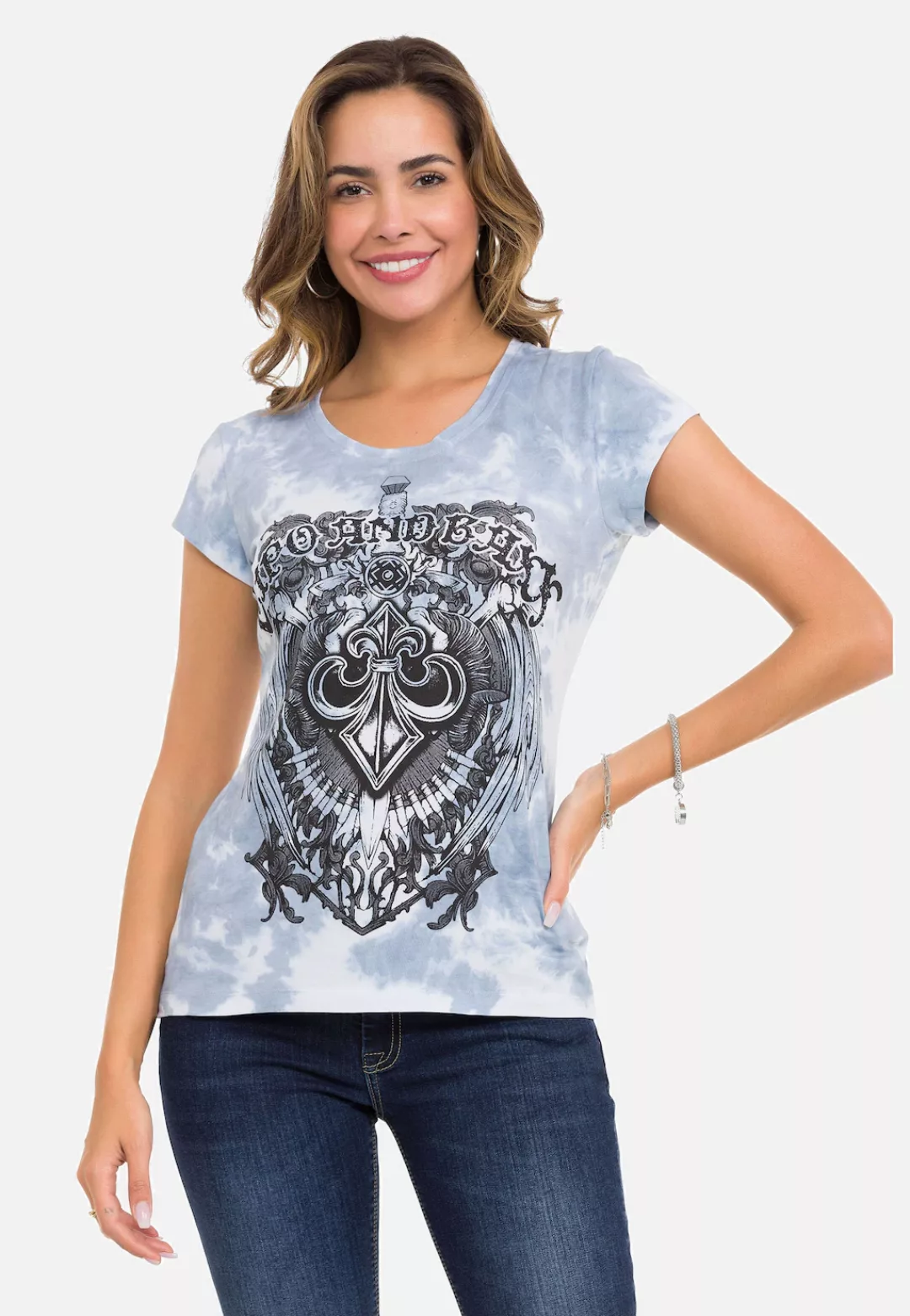 Cipo & Baxx T-Shirt, mit coolem Frontprint und Musterung günstig online kaufen