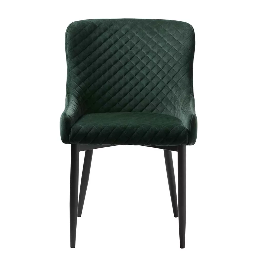 Samt Esszimmerstühle in Grün Metallgestell (2er Set) günstig online kaufen