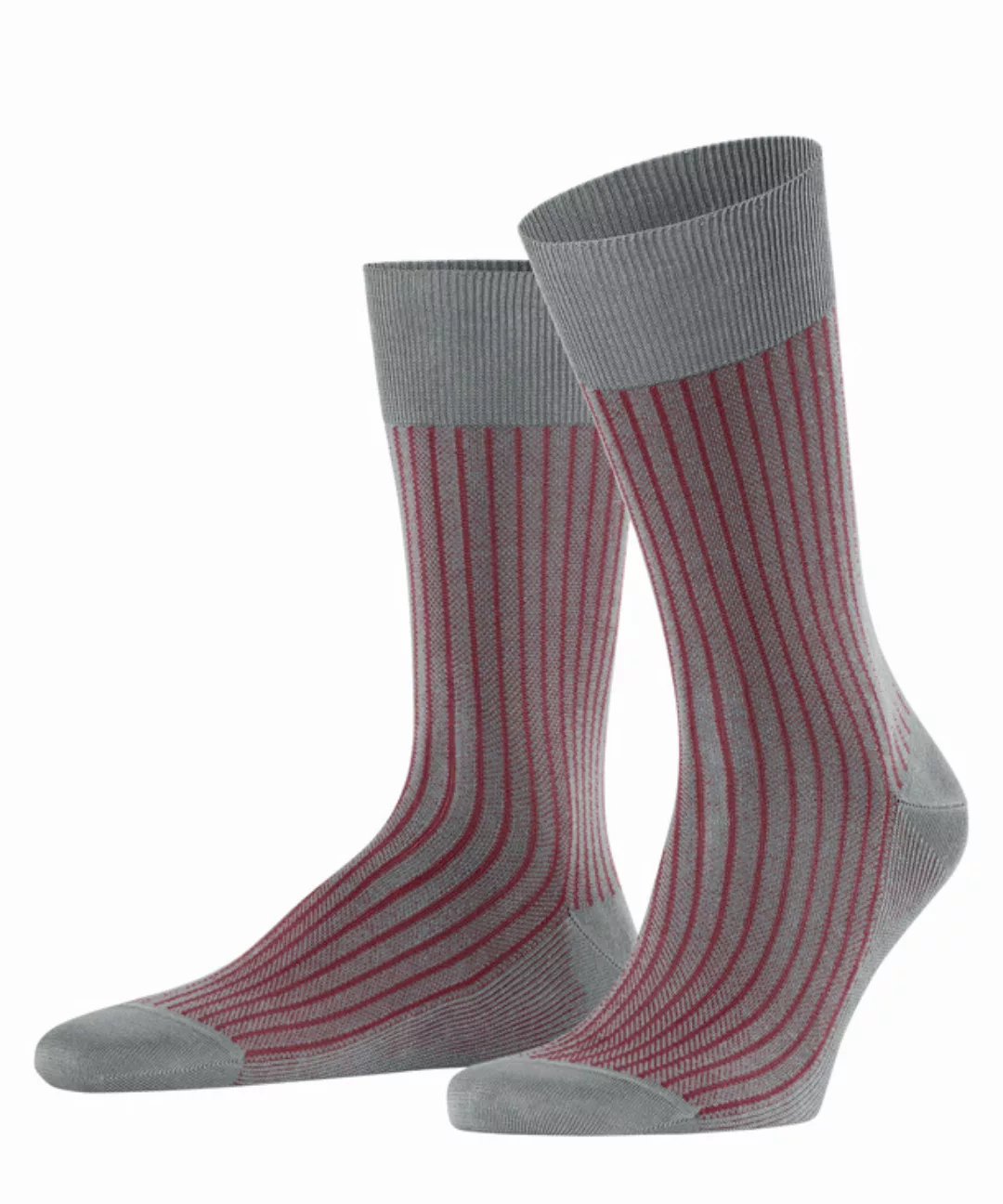 FALKE Oxford Stripe Herren Socken, 47-48, Grau, Rippe, Baumwolle, 13379-317 günstig online kaufen