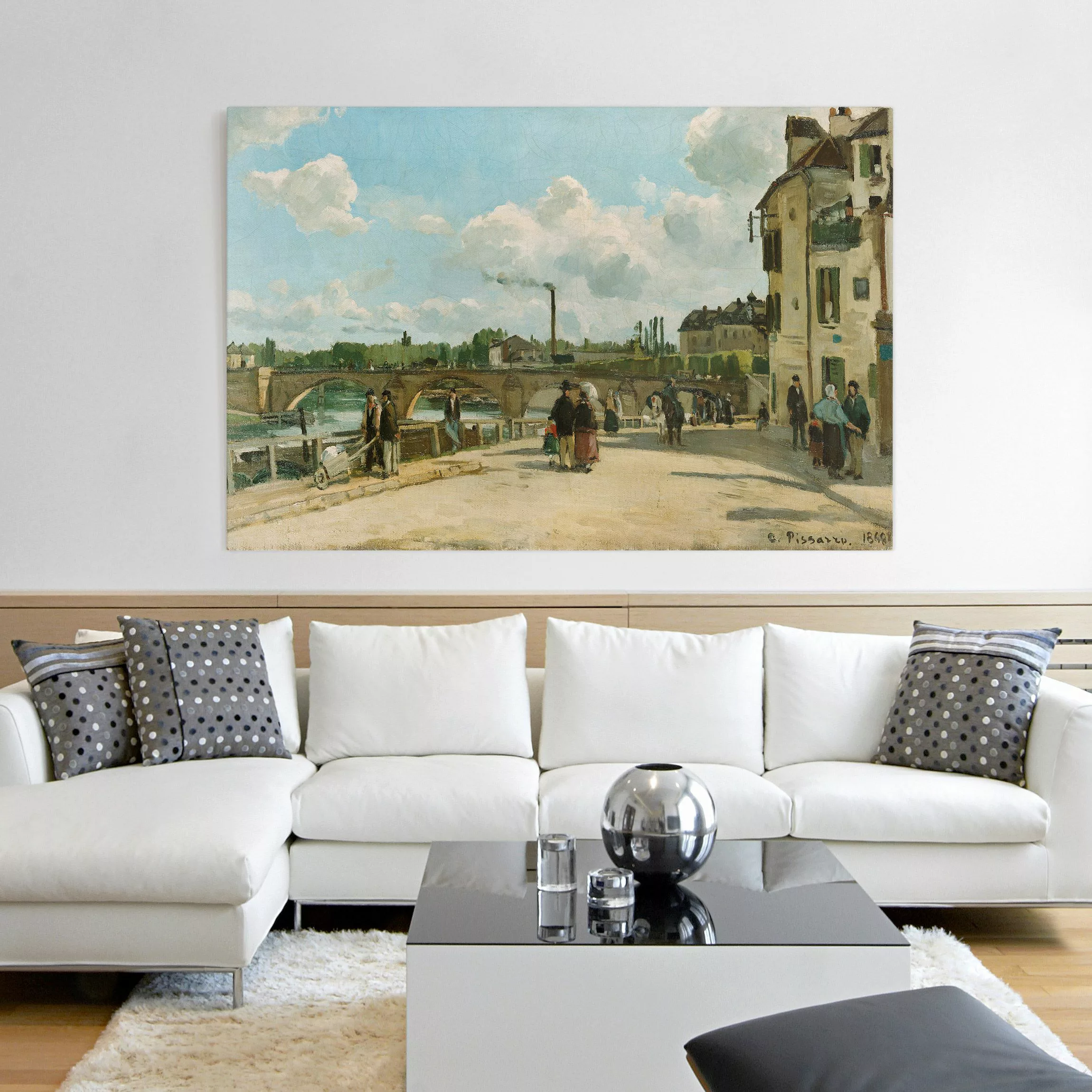 Leinwandbild Kunstdruck - Querformat Camille Pissarro - Ansicht von Pontois günstig online kaufen