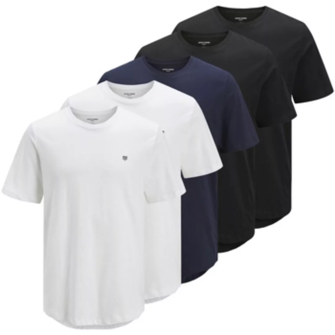 Jack & Jones T-Shirt Tee SS Crew Neck 5PK mit kleinem Logo auf der linken B günstig online kaufen