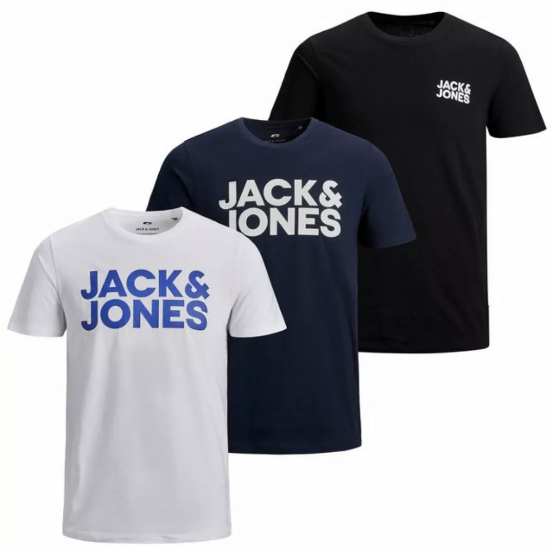 Jack & Jones T-Shirt Basic SLIM FIT, mit Marken-Logo Aufdruck im 3er Pack günstig online kaufen