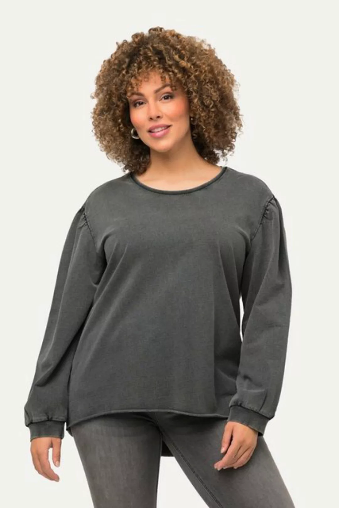Ulla Popken Sweatshirt Sweatshirt Oversized Rundhals Langarm günstig online kaufen