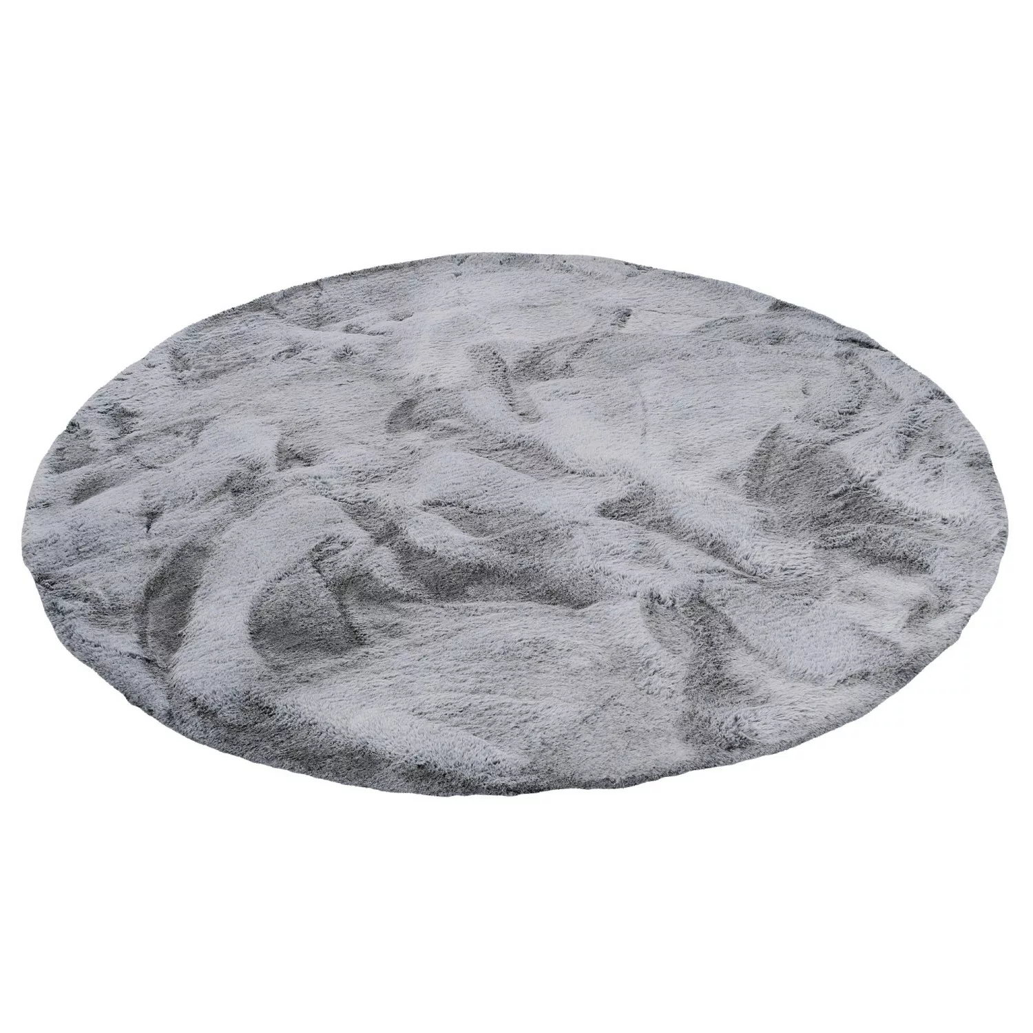 Pergamon Luxus Super Soft Fellteppich Plush Rund Grau Meliert 120x120cm günstig online kaufen