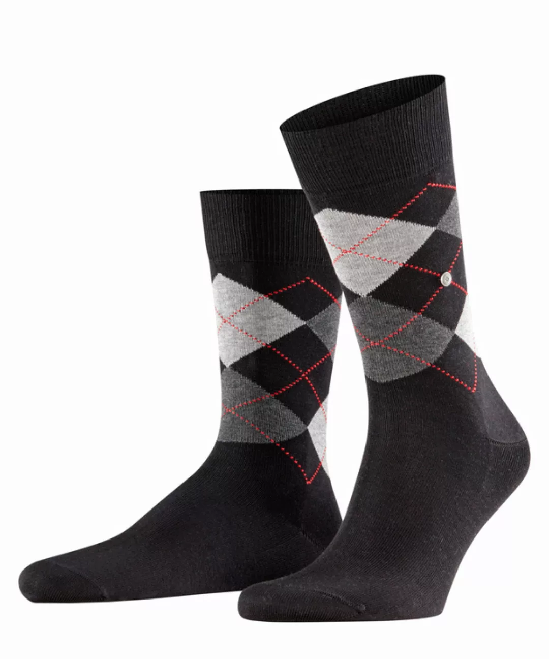 Burlington Manchester Herren Socken, 46-50, Schwarz, Argyle, Baumwolle, 201 günstig online kaufen