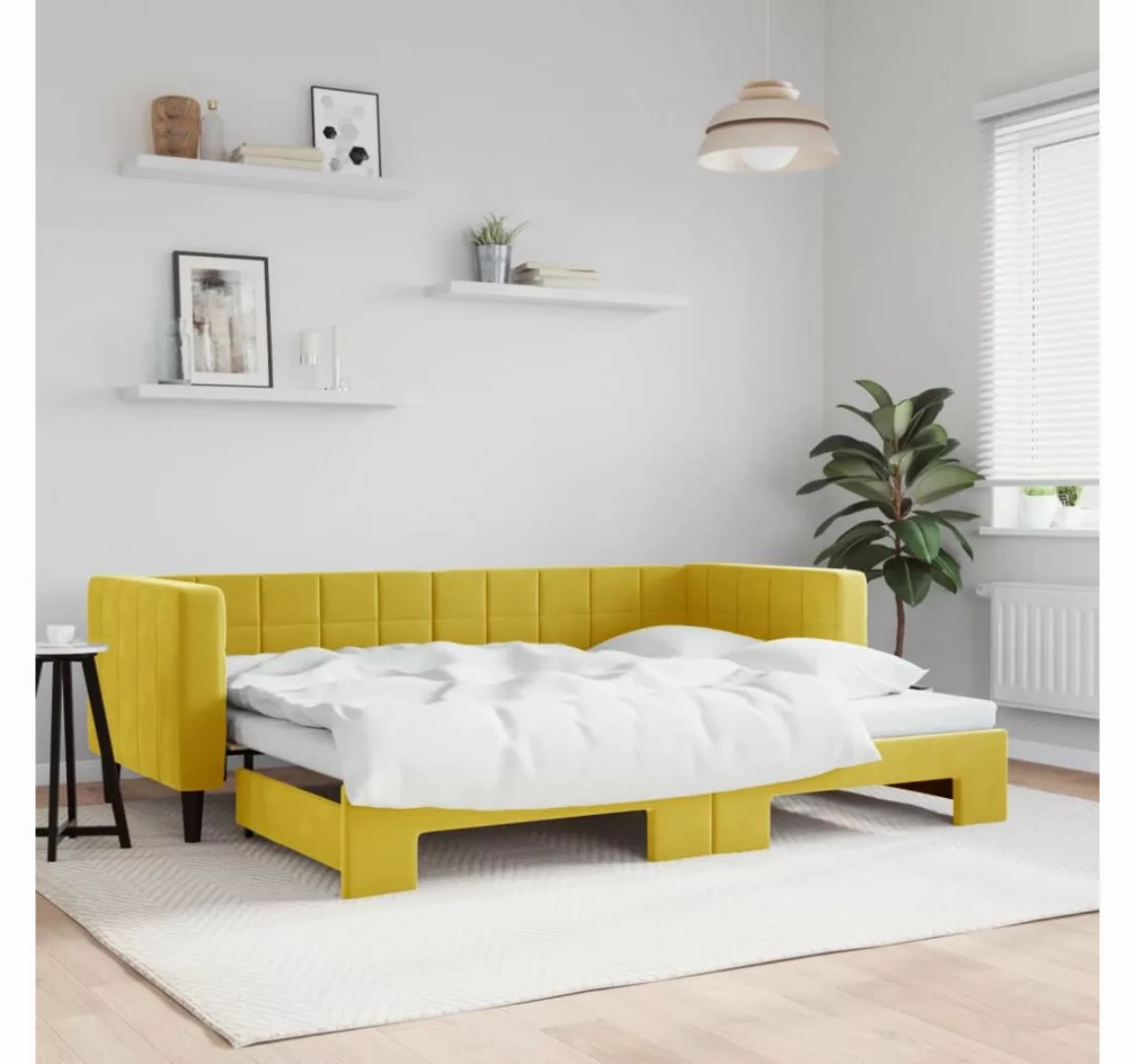 vidaXL Gästebett Gästebett Tagesbett Ausziehbar Gelb 80x200 cm Samt Bett Be günstig online kaufen