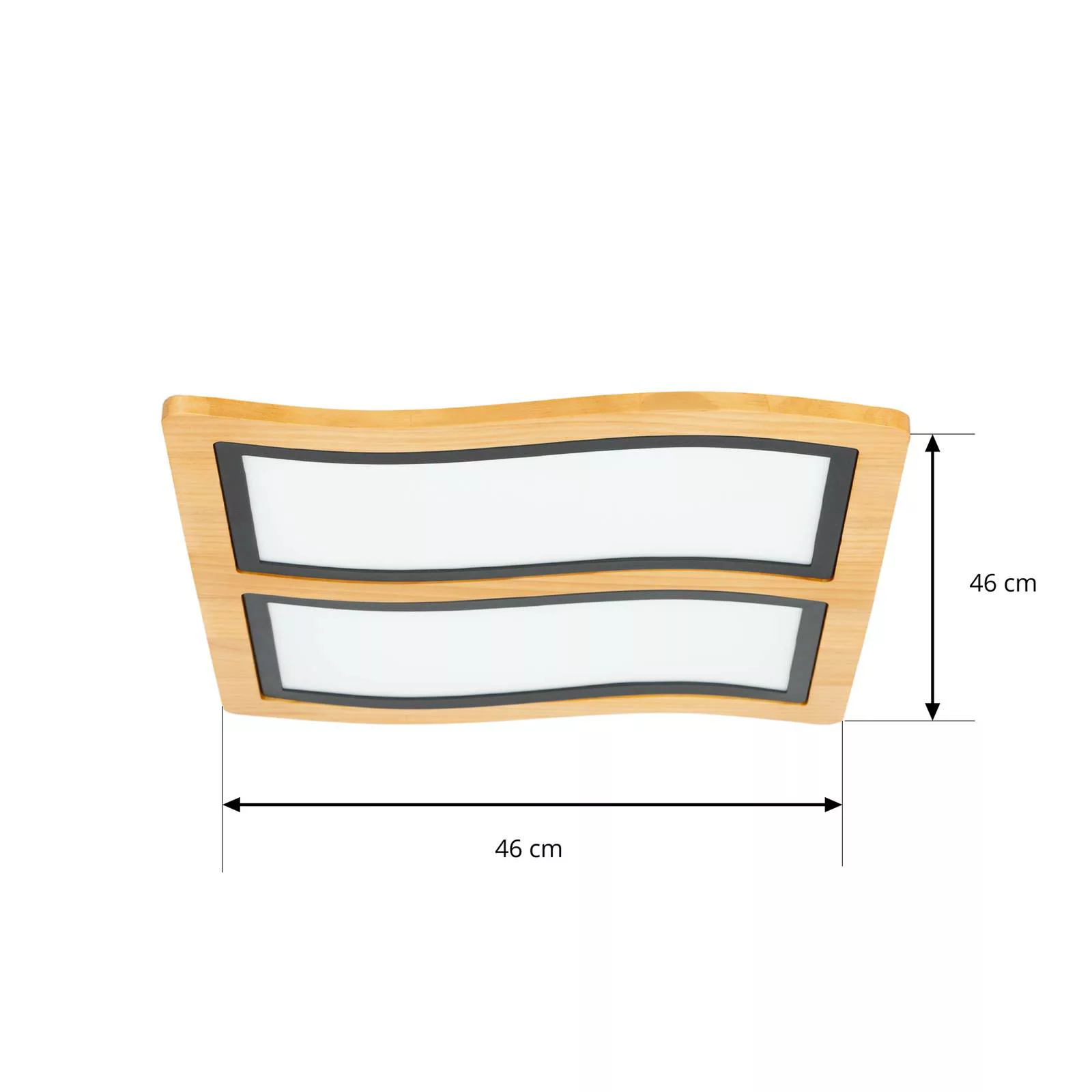 Lucande Joren LED-Deckenleuchte Holz zweiflammig günstig online kaufen