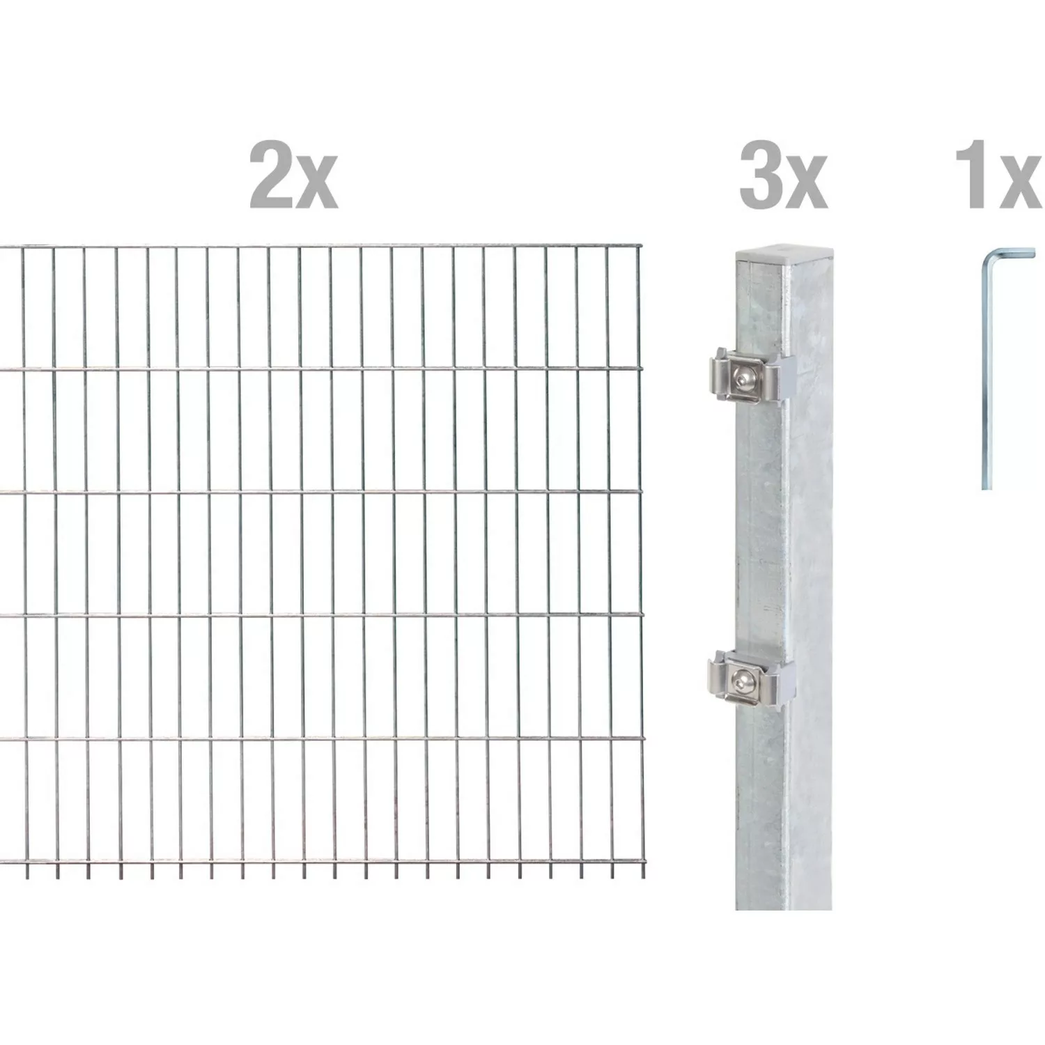 Metallzaun Grund-Set Doppelstabmatte feuerverzinkt 2 x 2 m x 1,6 m günstig online kaufen