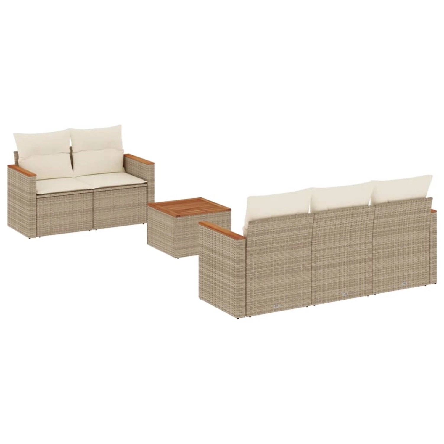 vidaXL 6-Tlg Garten-Sofagarnitur mit Kissen Beige Poly Rattan 3225785 günstig online kaufen