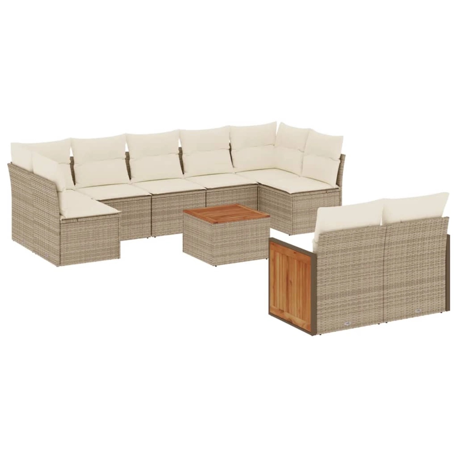 vidaXL 10-Tlg Garten-Sofagarnitur mit Kissen Beige Poly Rattan 3260378 günstig online kaufen