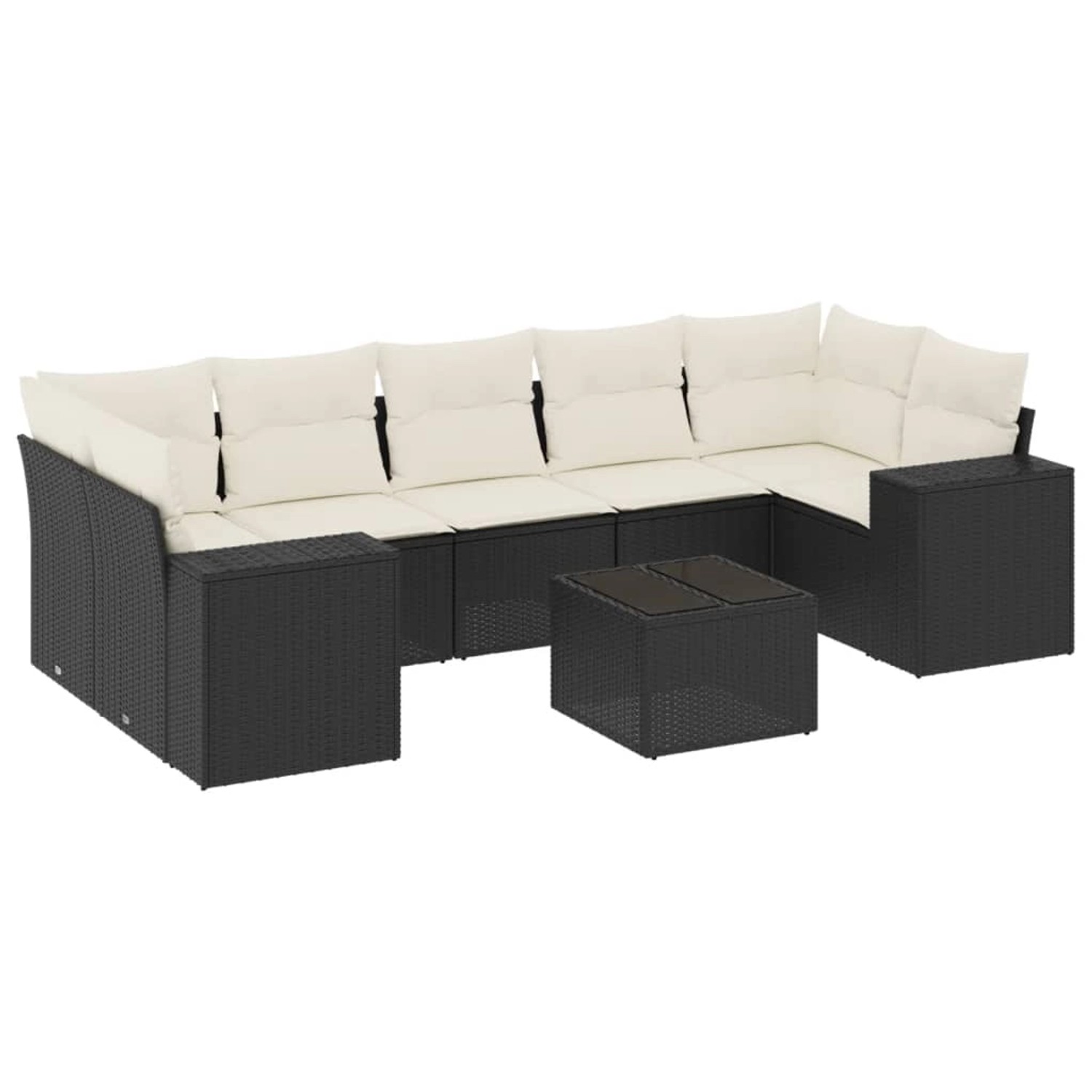 vidaXL 8-Tlg Garten-Sofagarnitur mit Kissen Schwarz Poly Rattan 3254673 günstig online kaufen