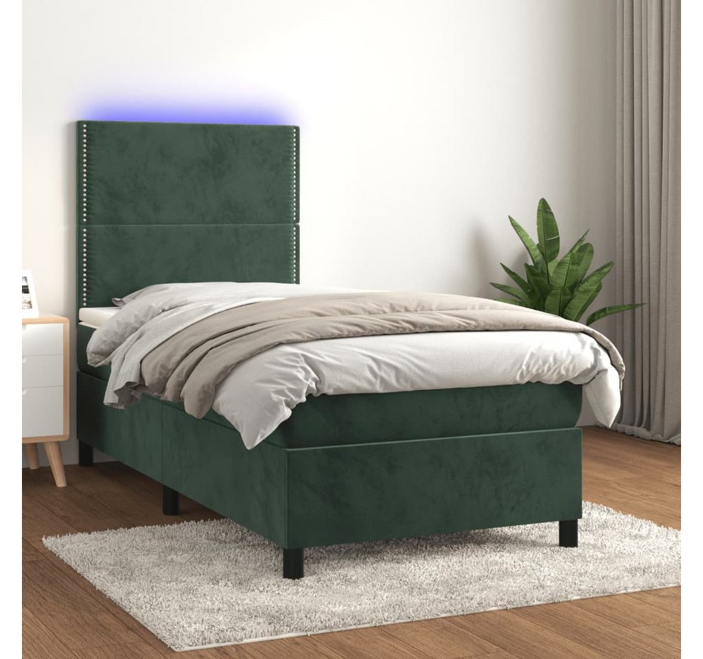 vidaXL Boxspringbett Boxspringbett mit Matratze LED Dunkelgrün 90x190 cm Sa günstig online kaufen