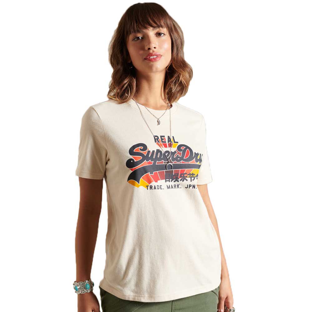 Superdry Vintage Logo Rainbow Kurzärmeliges T-shirt 2XS Oatmeal günstig online kaufen