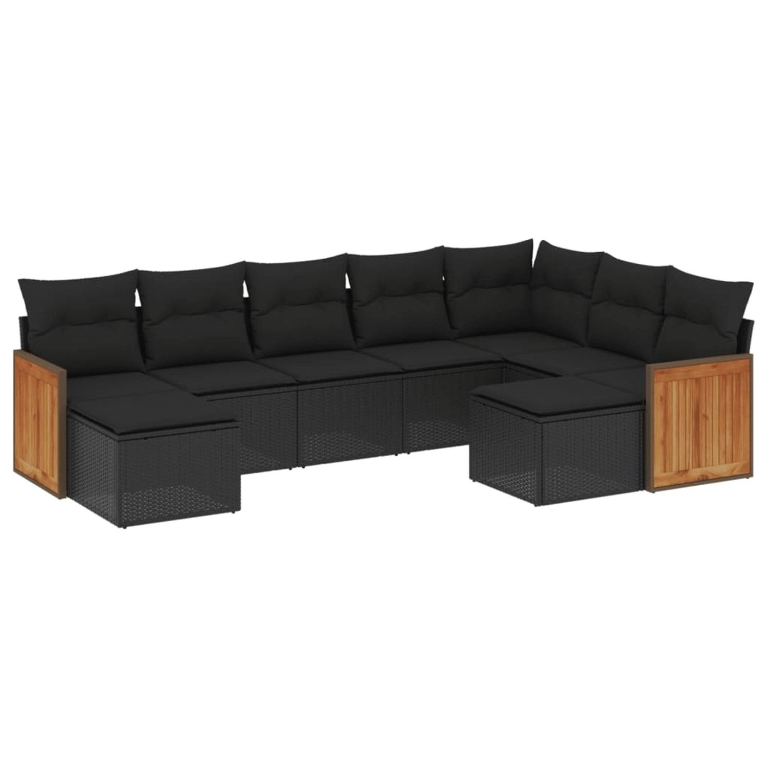 vidaXL 9-Tlg Garten-Sofagarnitur mit Kissen Schwarz Poly Rattan 3260620 günstig online kaufen