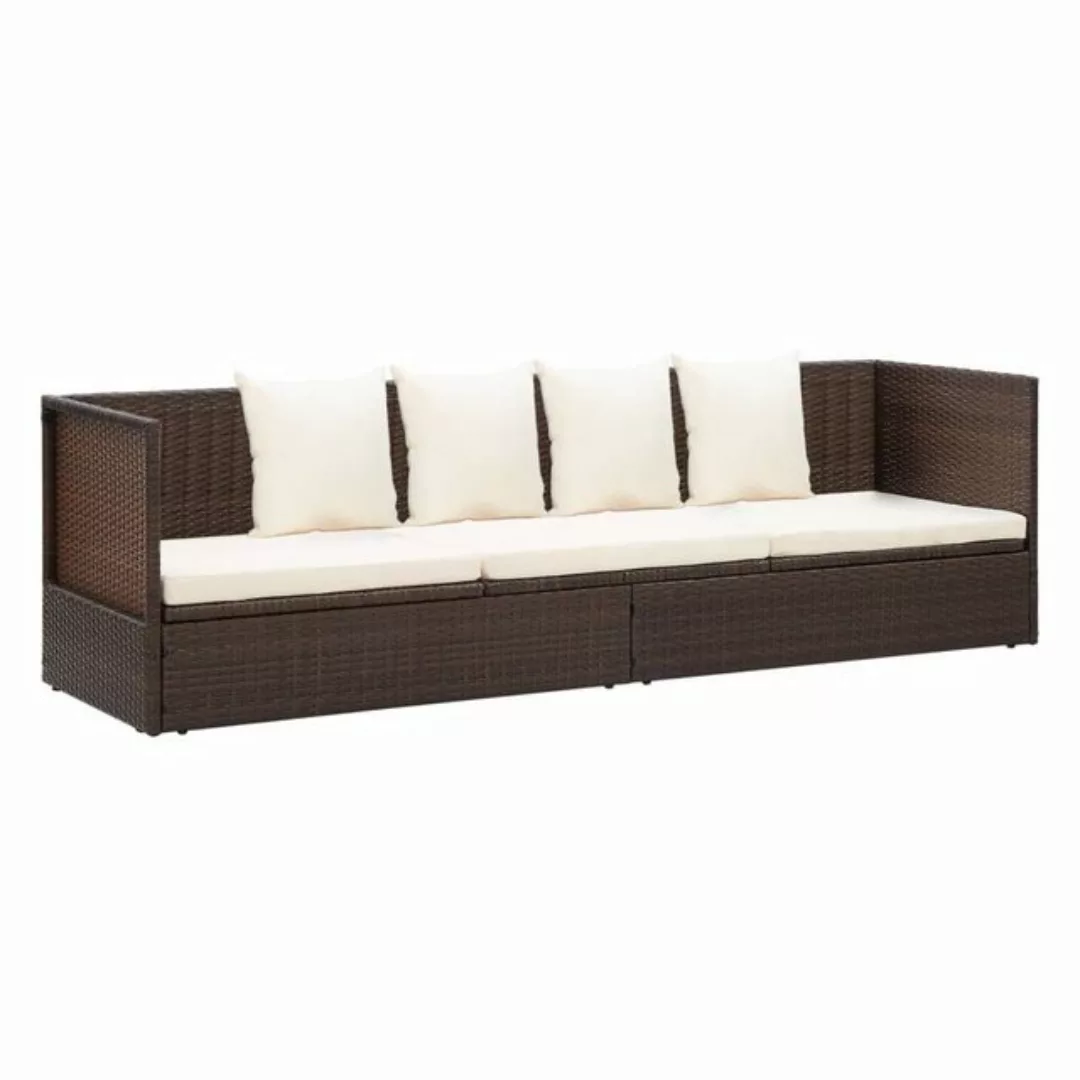 furnicato Bett Garten-Sofabett mit Kissen Poly Rattan Braun günstig online kaufen