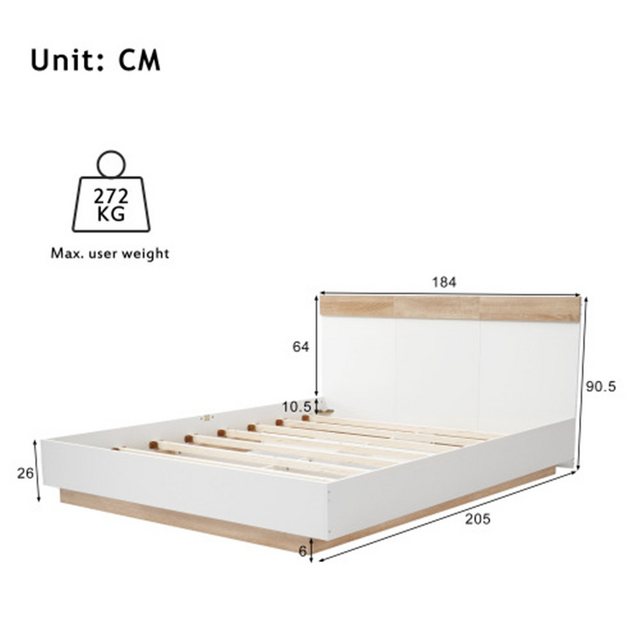 XDeer Holzbett Doppelbett Holzbett Schwebebett mit Kopfteil aus Bettgestell günstig online kaufen