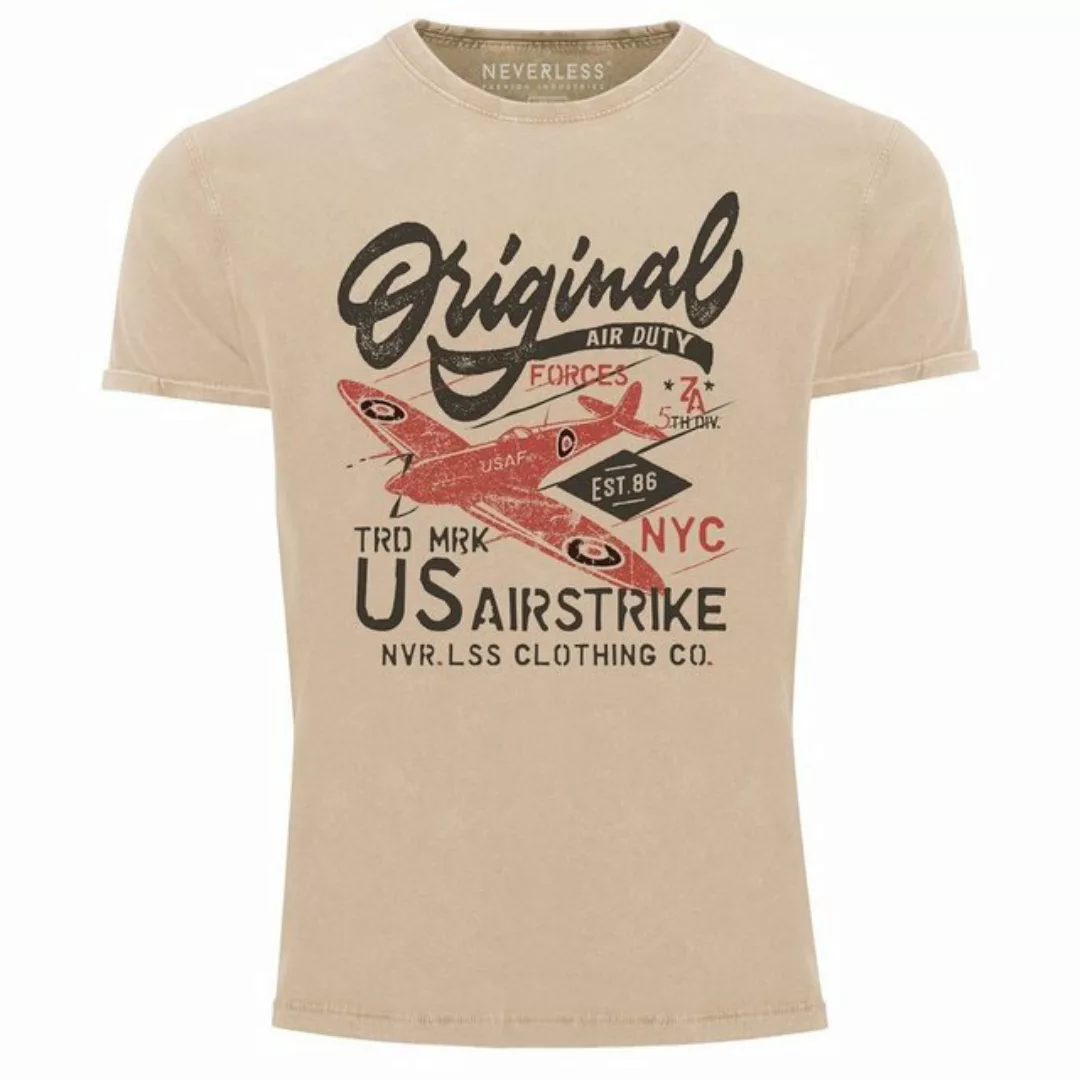 Neverless Print-Shirt Herren Vintage Shirt US Airforce Army Motiv Spitfire günstig online kaufen