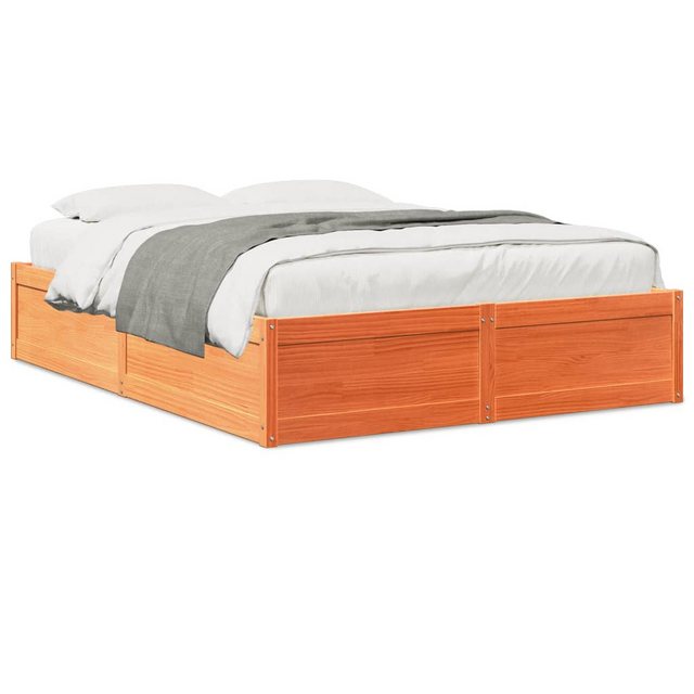 vidaXL Bett, Massivholzbett ohne Matratze Wachsbraun 160x200 Kiefernholz günstig online kaufen