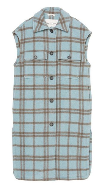 Marc O'Polo Shirtweste Vest, wool check, long, kent collar günstig online kaufen