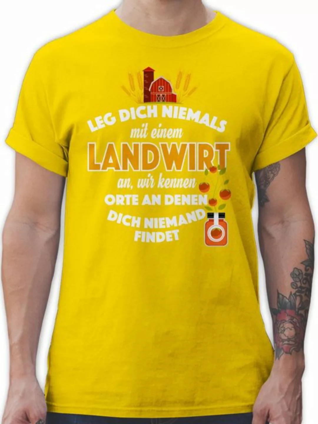 Shirtracer T-Shirt Leg dich niemals mit einem Landwirt an Landwirt Geschenk günstig online kaufen