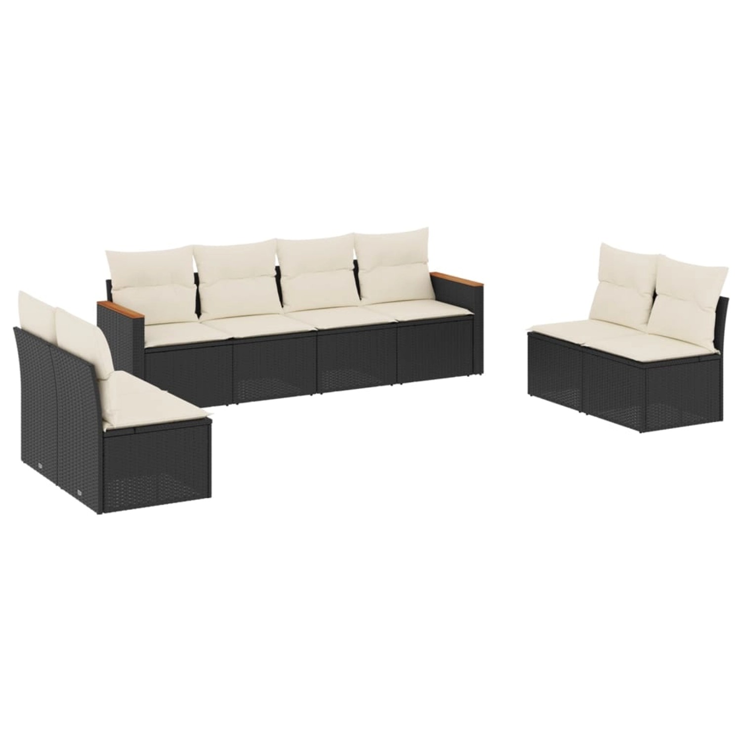 vidaXL 8-Tlg Garten-Sofagarnitur mit Kissen Schwarz Poly Rattan 3225888 günstig online kaufen