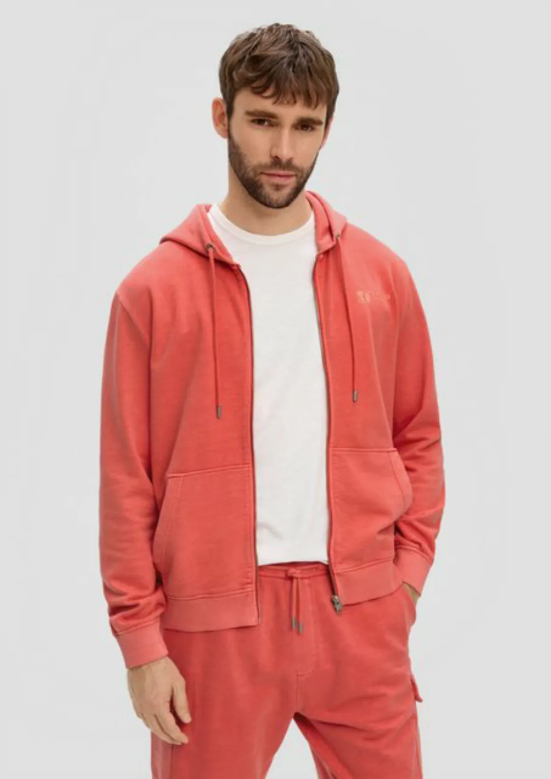s.Oliver Allwetterjacke Sweatshirtjacke mit Garment Dye und Kapuze Garment günstig online kaufen