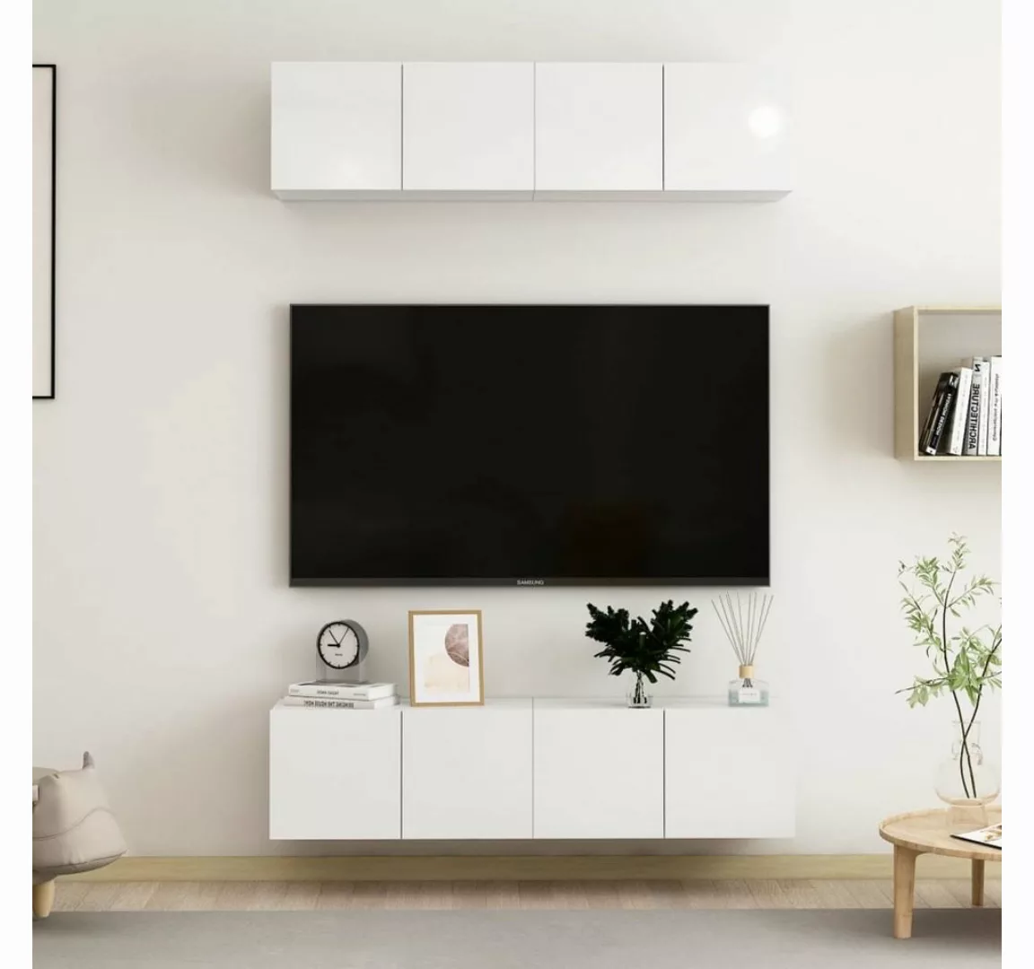 vidaXL TV-Schrank TV-Schränke 4 Stk Hochglanz-Weiß 60x30x30 cm Spanplatte L günstig online kaufen