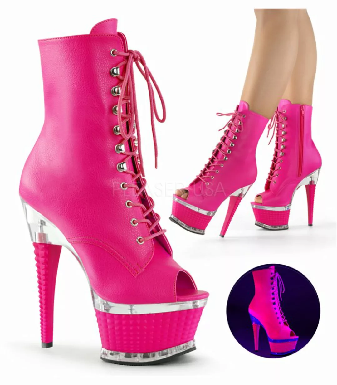 Plateau Stiefelette ILLUSION-1021 - Neon Pink (Schuhgröße: EUR 38) günstig online kaufen