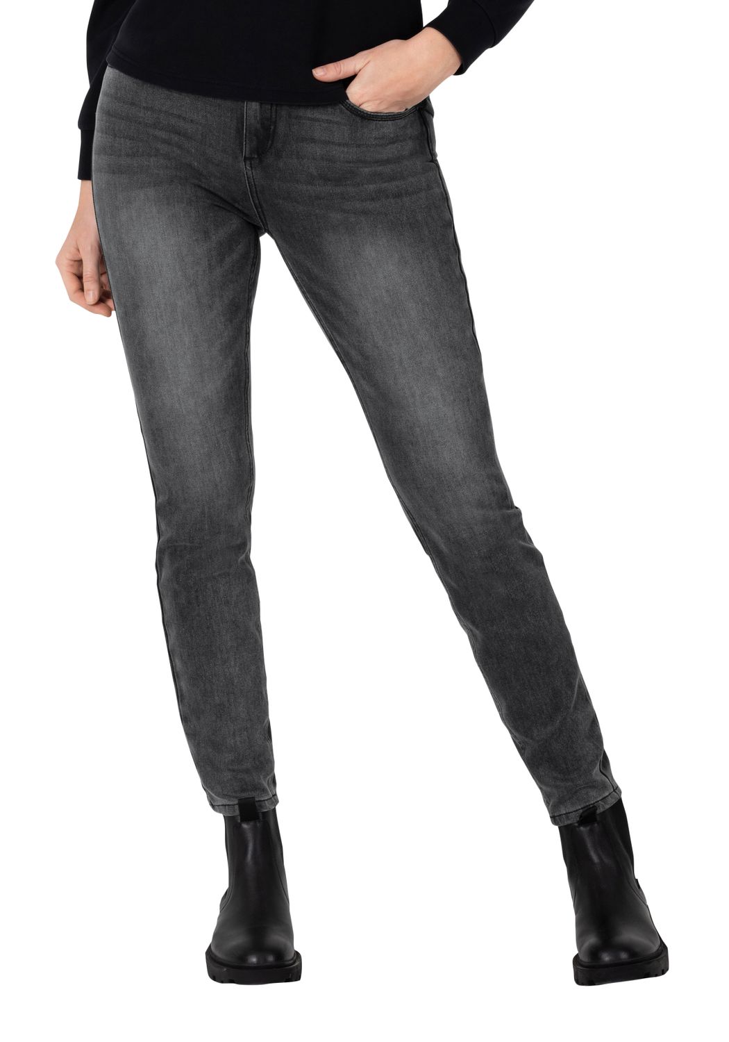 TIMEZONE Damen Jeans TIGHT ALEENATZ WOMANSHAPE - Tight Fit - Grau - Vulcano günstig online kaufen