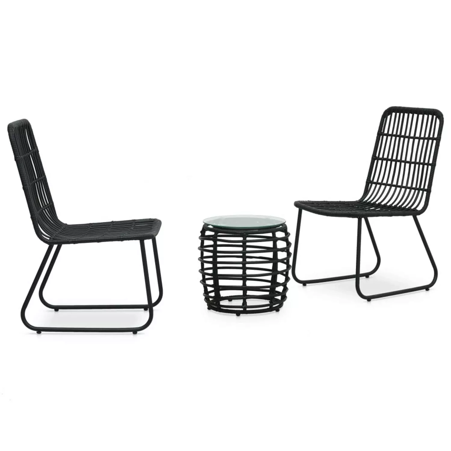 3-tlg. Bistro-set Poly Rattan Schwarz günstig online kaufen